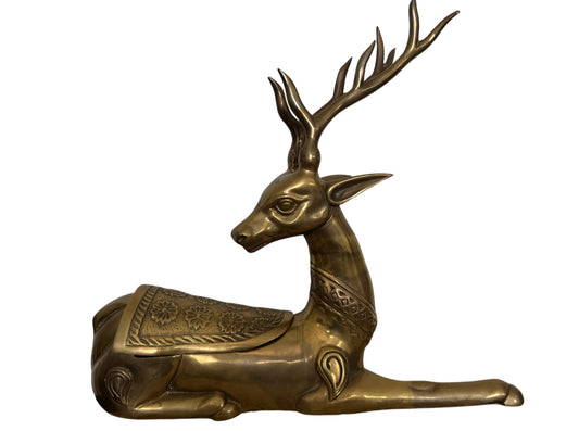 Vintage brass deer sculpture, trinket box